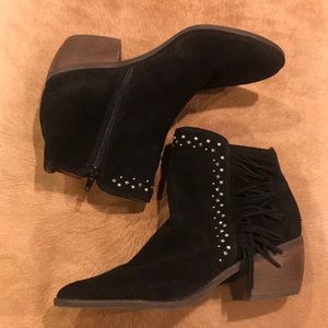 Lucky Brand LK-Kaarina Booties Black Fringe 8.5